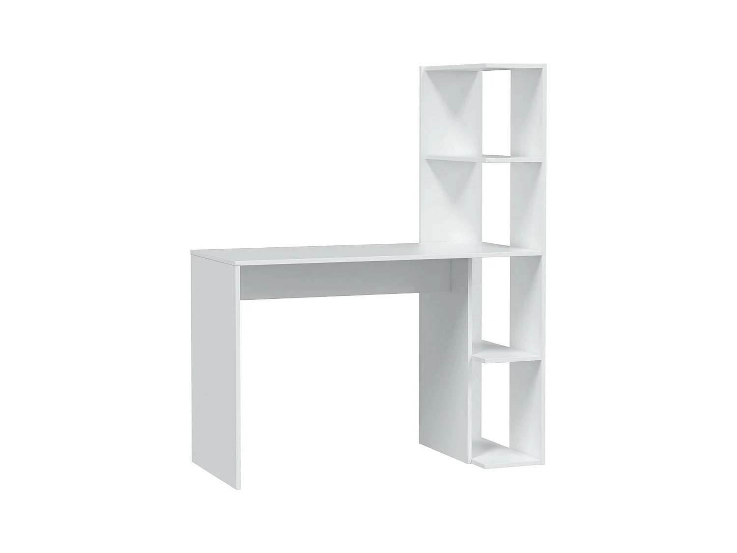 Bureau Dlup, Bureau linéaire avec bibliothèque, Table de bureau polyvalente peu encombrante, 110x50h136 cm, Blanc