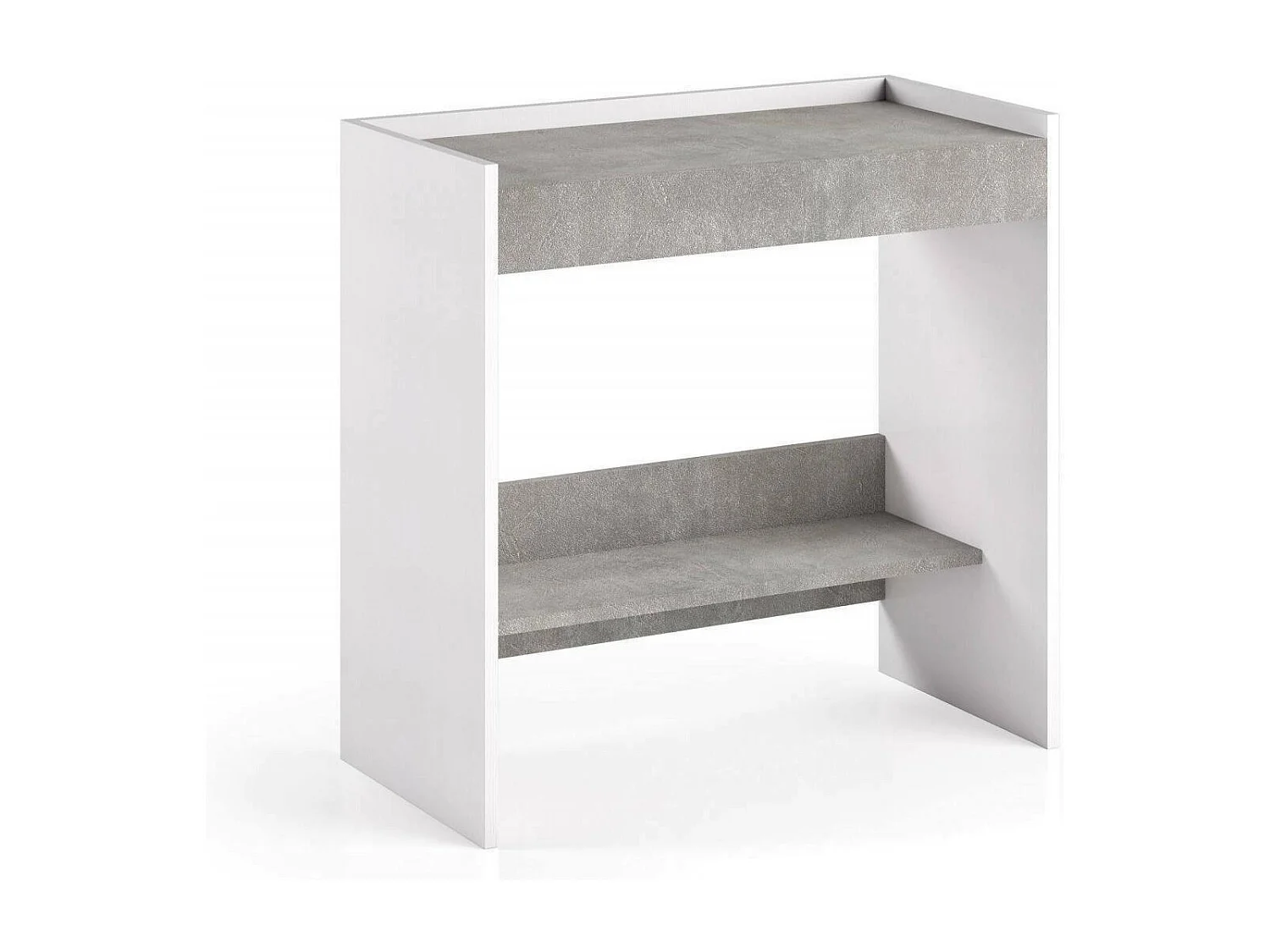 Dbeltra Bureau, Modern bureau met lade, Studeer- of kantoortafel, PC-boekhouder, 100% Made in Italy, 80x40h79 cm, Wit en Cement