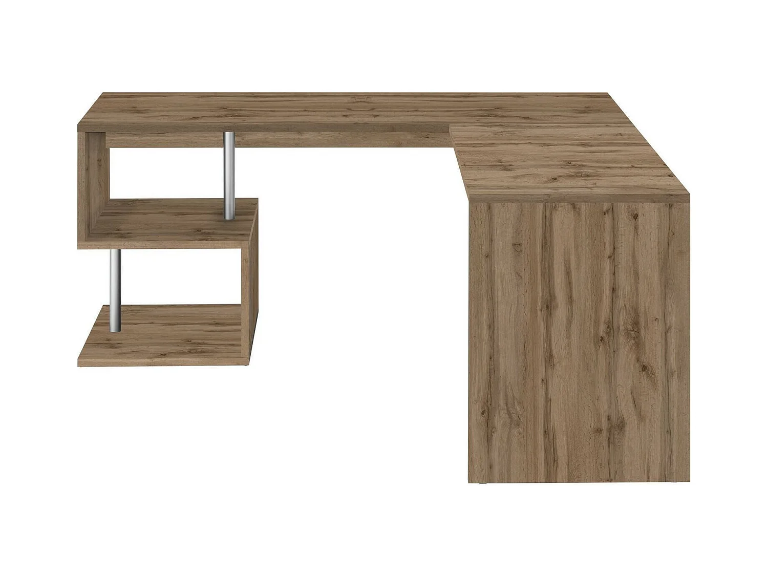 Bureau Dmassaro, Bureau d'angle PC, Table de bureau polyvalente, Bureau gain de place multi-positions, 100% Made in Italy, 160x60h78 cm, Chêne