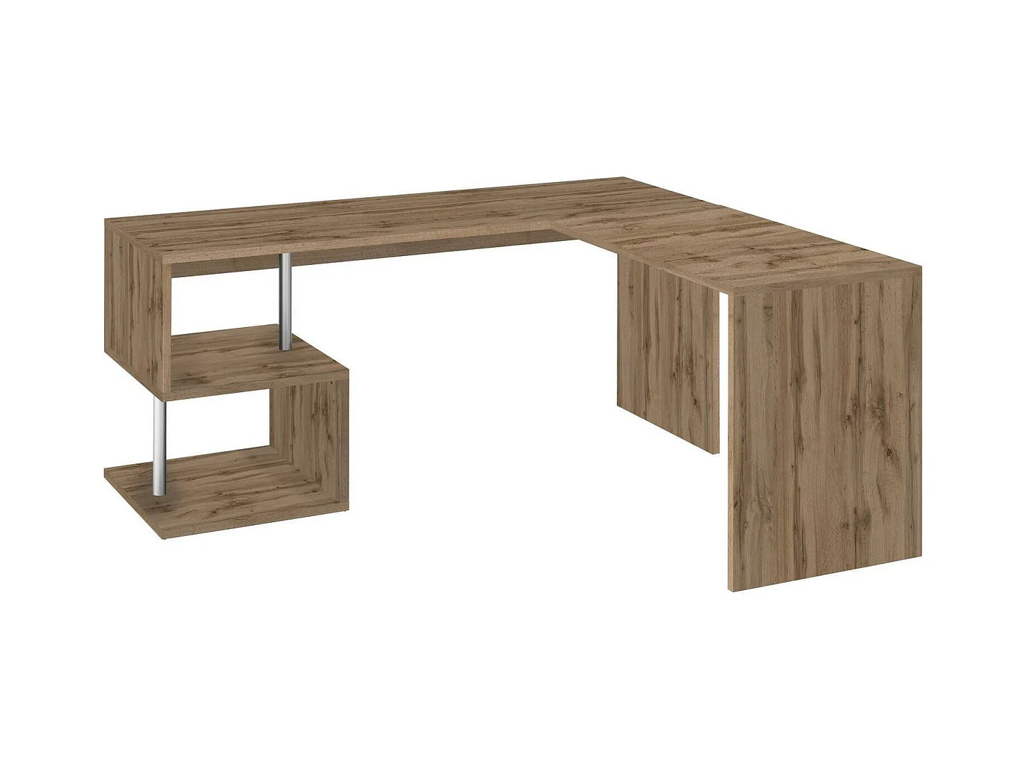 Bureau Dmassaro, Bureau d'angle PC, Table de bureau polyvalente, Bureau gain de place multi-positions, 100% Made in Italy, 160x60h78 cm, Chêne