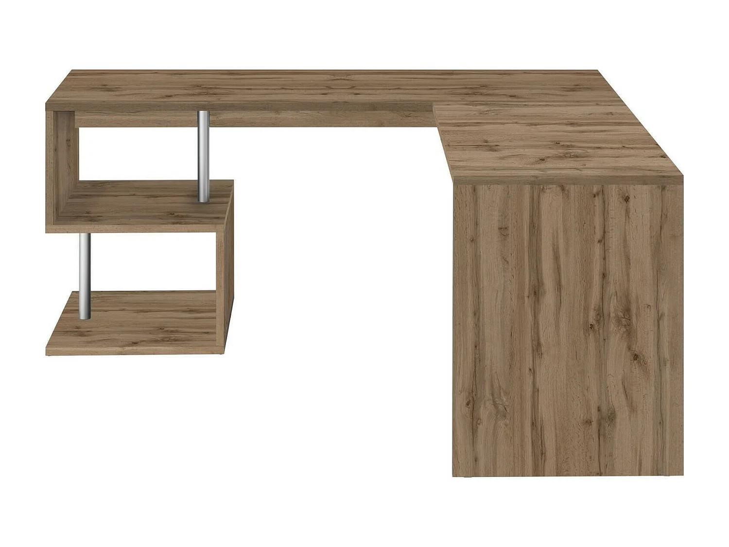 Bureau Dmassaro, Bureau d'angle PC, Table de bureau polyvalente, Bureau gain de place multi-positions, 100% Made in Italy, 160x60h78 cm, Chêne