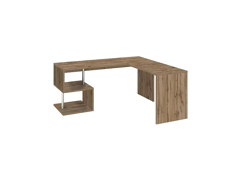 Bureau Dmassaro, Bureau d'angle PC, Table de bureau polyvalente, Bureau gain de place multi-positions, 100% Made in Italy, 160x60h78 cm, Chêne