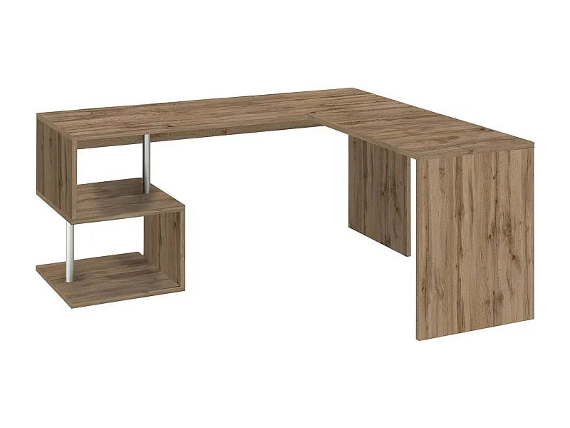 Dmassaro bureau, PC-hoekbureau, multifunctionele kantoortafel, ruimtebesparend bureau met meerdere posities, 100% gemaakt in Italië, 160x60h78 cm, eiken