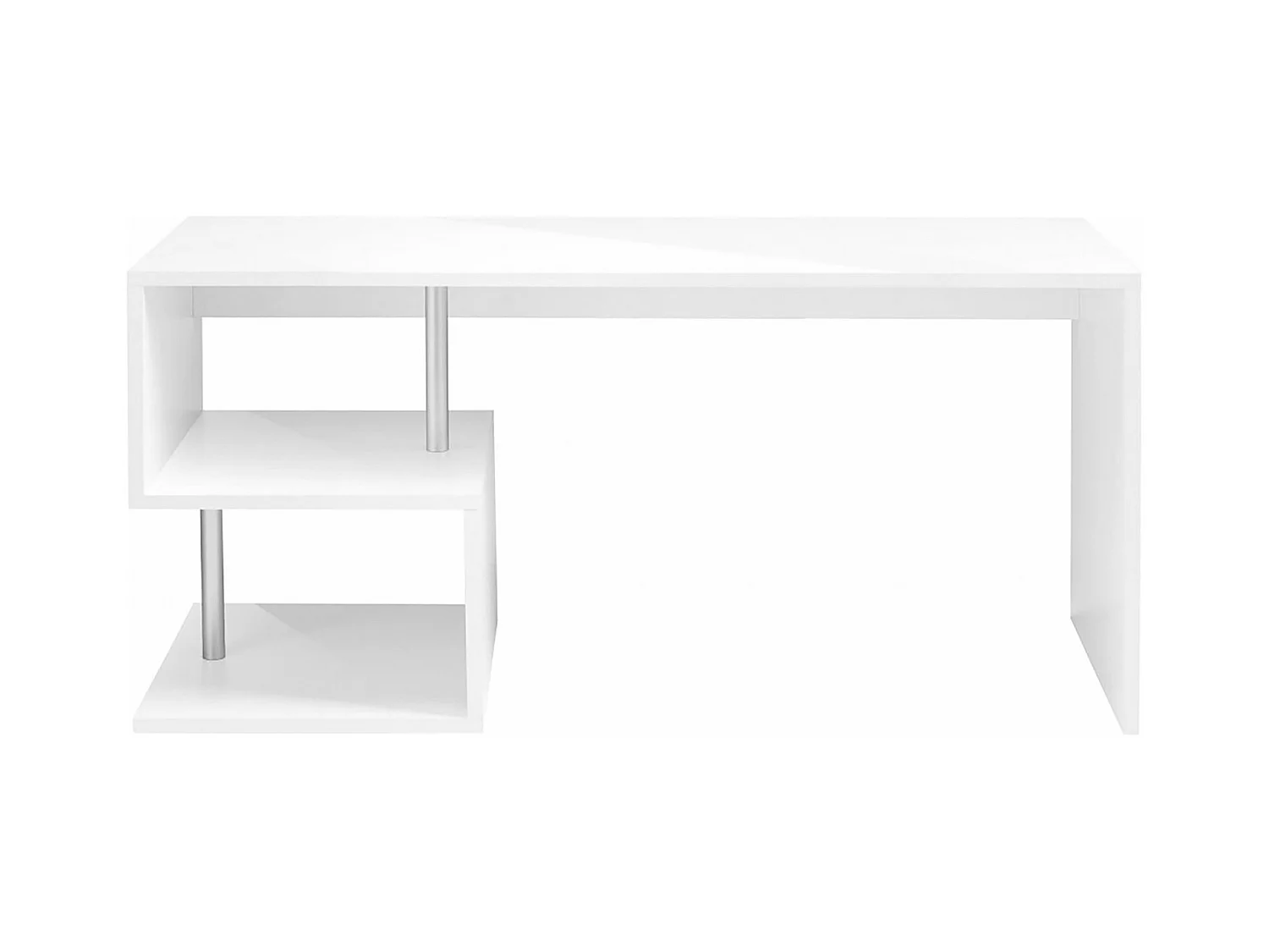 Dmora - Scrivania Atemis, cm 140x60h78, Bianco lucido