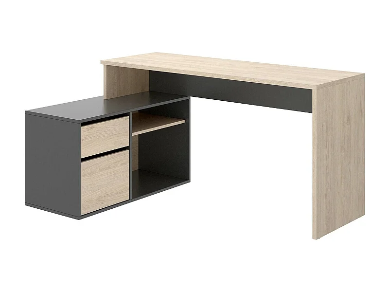 Dmora - Scrivania Andor, 139x92h75 cm, Rovere e Antracite