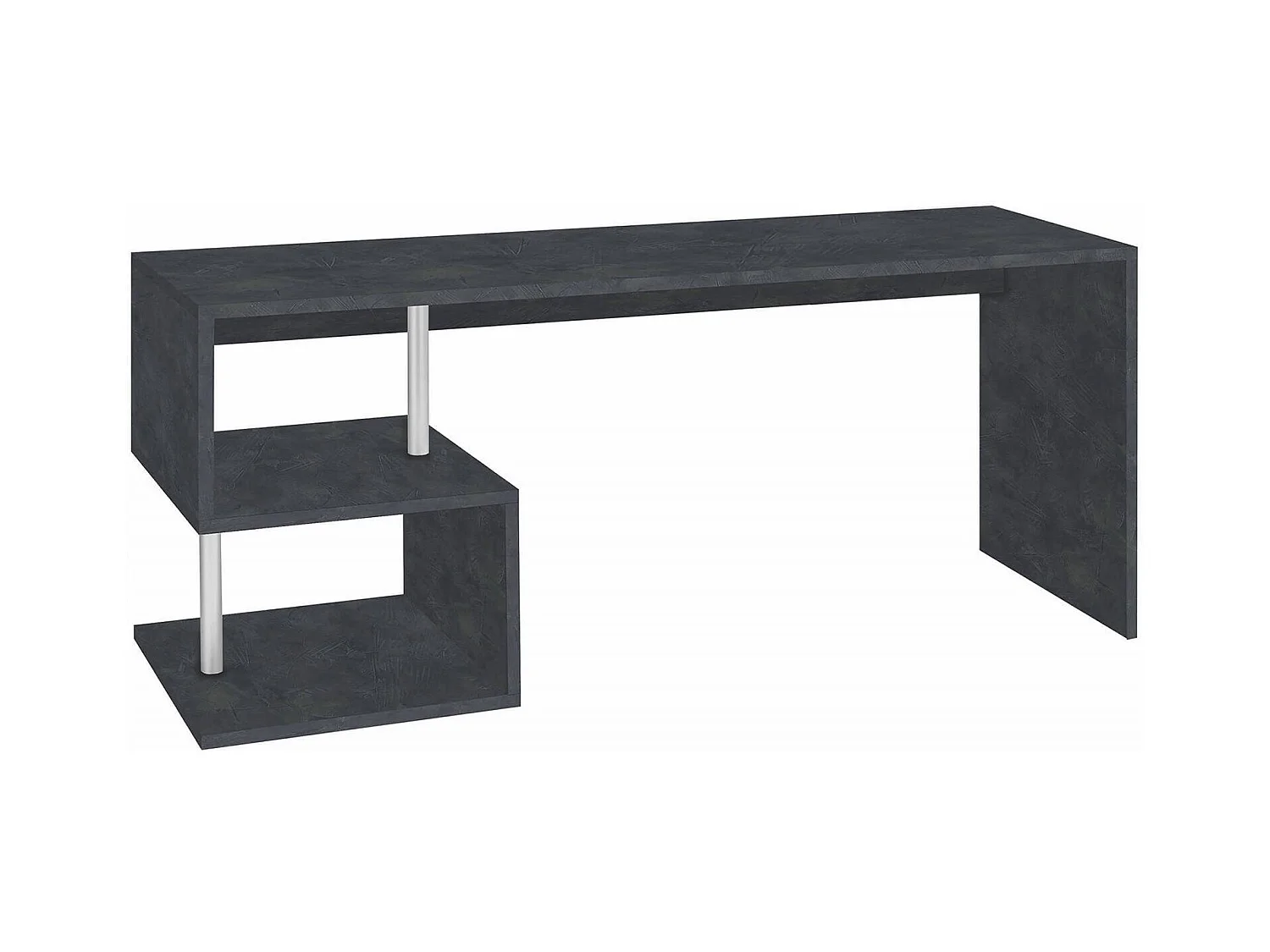 Bureau Dmarusi, Bureau PC Linéaire, Table de bureau polyvalente, Bureau gain de place multi-positions, 100% Made in Italy, 180x60h78 cm, Ardoise