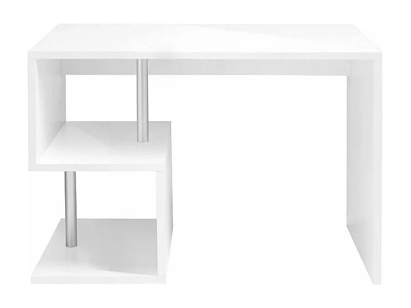 Dgyombe bureau, Lineair PC-bureau, Multifunctionele kantoortafel, Ruimtebesparend bureau met meerdere posities, 100% Made in Italy, 100x50h78 cm, Glanzend wit