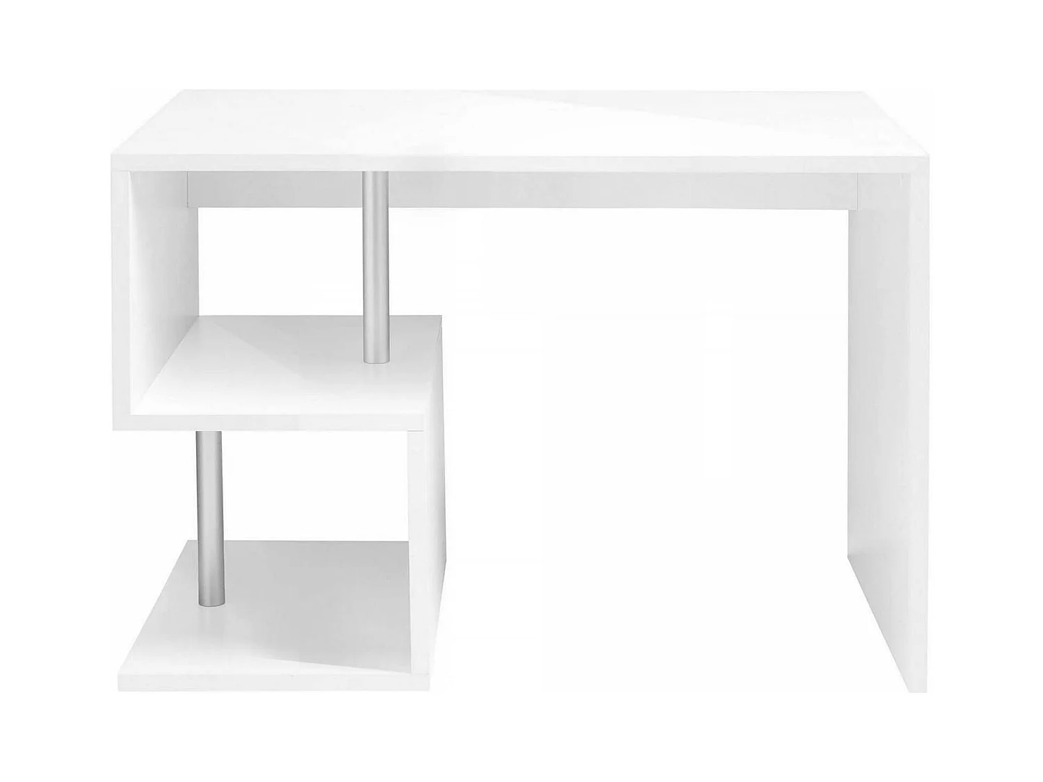 Bureau Dgyombe, Bureau PC Linéaire, Table de bureau polyvalente, Bureau gain de place multi-positions, 100% Made in Italy, 100x50h78 cm, Blanc brillant