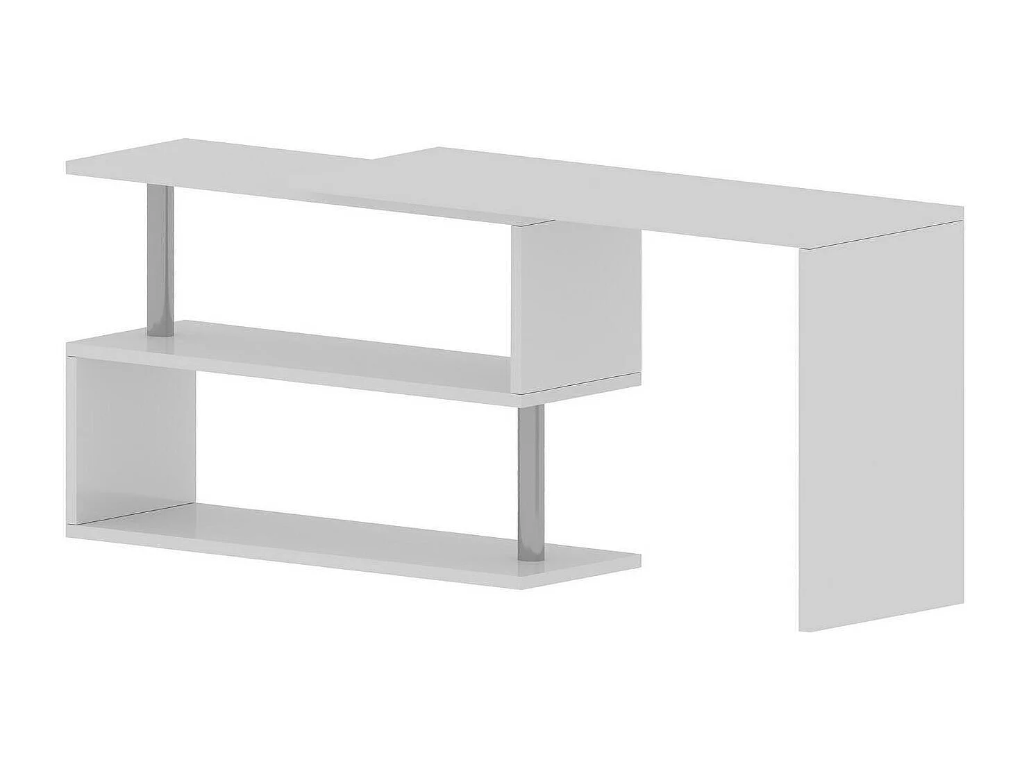 Dascagn bureau, PC-hoekbureau, Multifunctionele kantoortafel, Ruimtebesparend bureau met meerdere posities, 100% Made in Italy, 120x50h75 cm, Glanzend wit