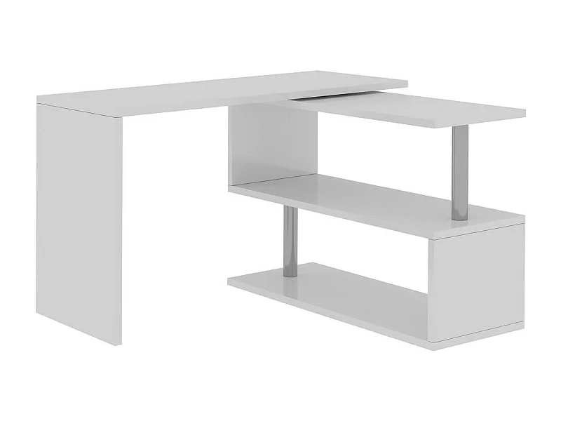 Bureau Dascagn, Bureau PC d'angle, Table de bureau polyvalente, Bureau multi-positions gain de place, 100% Made in Italy, 120x50h75 cm, Blanc brillant