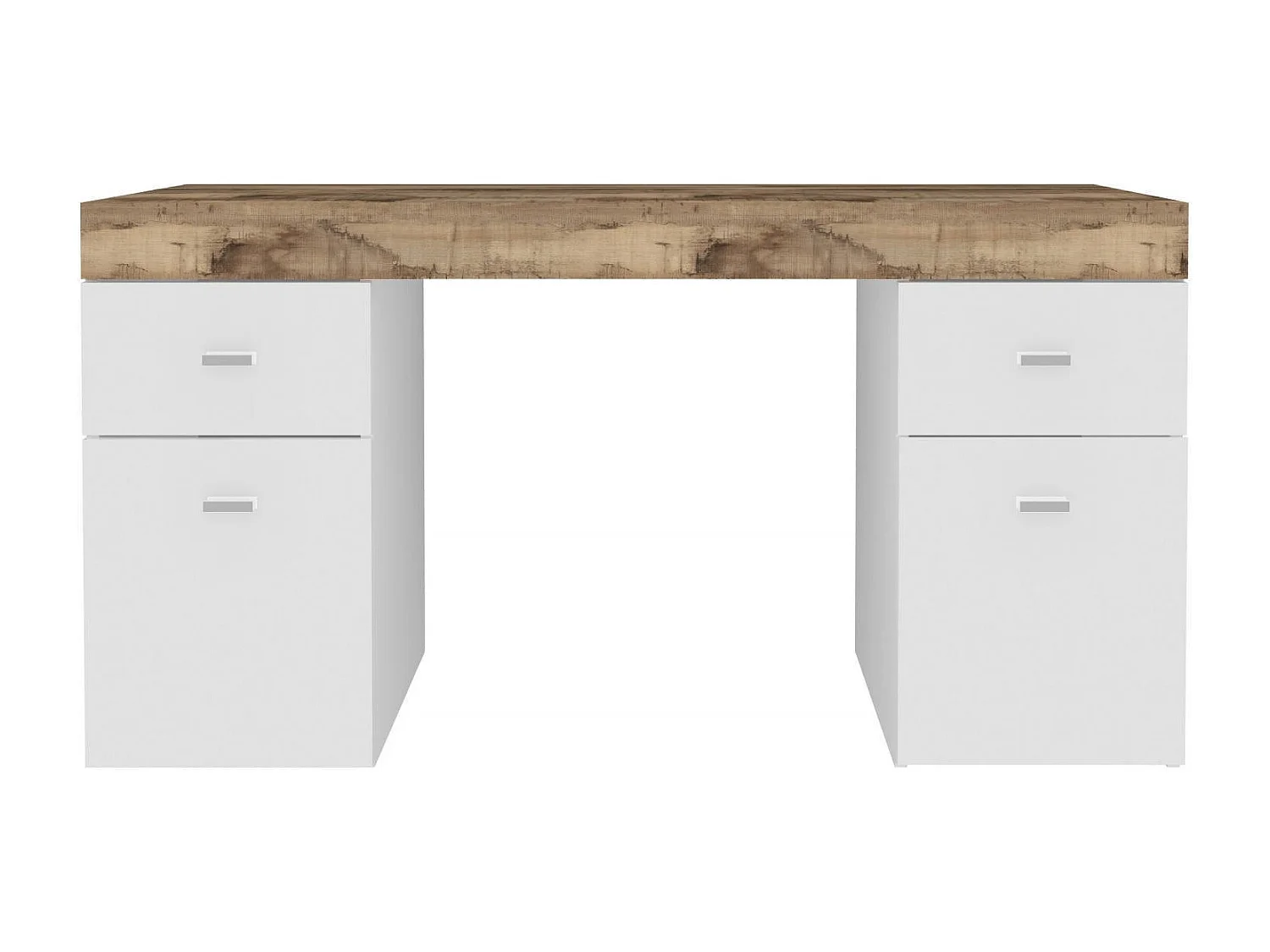 Dbro bureau, lineair pc-bureau, multifunctionele kantoortafel, ruimtebesparend bureau, 100% Made in Italy, 130x60h75 cm, glanzend wit en esdoorn