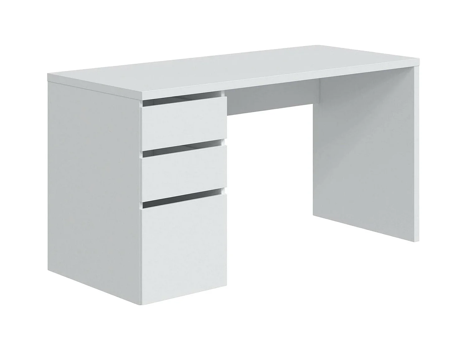 Bureau Dmallam, Bureau réversible avec 3 tiroirs, Table de bureau multi-positions gain de place, 138x60h74 cm, Blanc