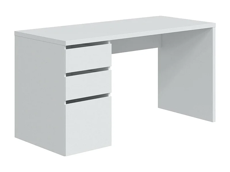 Escritorio Dmallam, Escritorio reversible con 3 cajones, Mesa de oficina multiposiciones para ahorrar espacio, 138x60h74 cm, Blanco