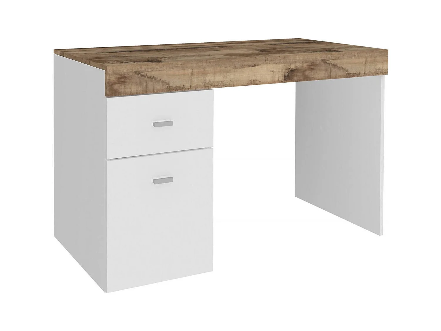 Bureau Daucell, Bureau PC Linéaire, Table de bureau polyvalente, Bureau peu encombrant, 100% Made in Italy, 100x60h75 cm, Blanc brillant et Érable