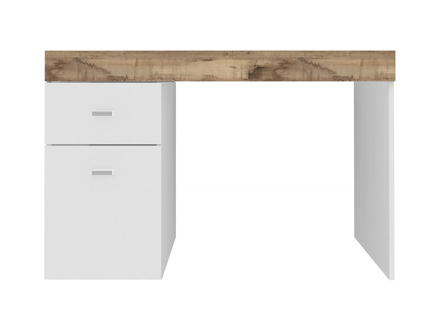 Daucell bureau, Lineair PC-bureau, Multifunctionele kantoortafel, Ruimtebesparend bureau, 100% Made in Italy, 100x60h75 cm, Glanzend wit en esdoorn