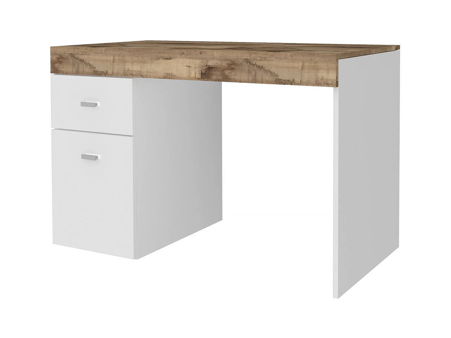 Daucell bureau, Lineair PC-bureau, Multifunctionele kantoortafel, Ruimtebesparend bureau, 100% Made in Italy, 100x60h75 cm, Glanzend wit en esdoorn