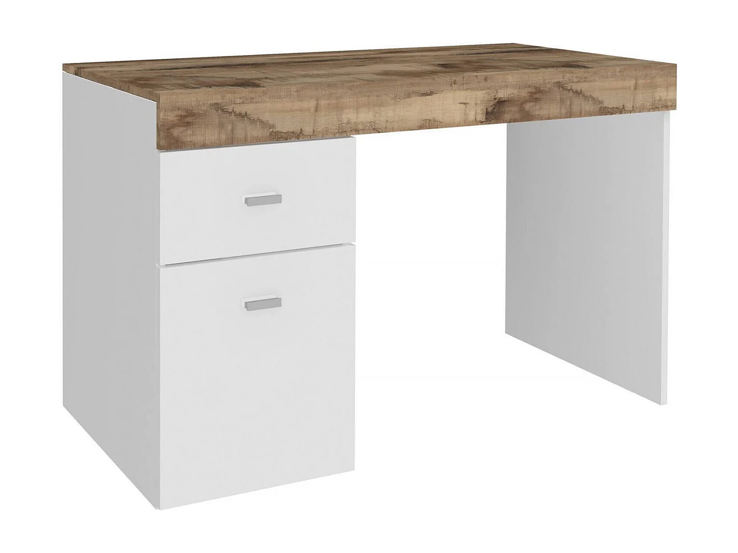 Bureau Daucell, Bureau PC Linéaire, Table de bureau polyvalente, Bureau peu encombrant, 100% Made in Italy, 100x60h75 cm, Blanc brillant et Érable