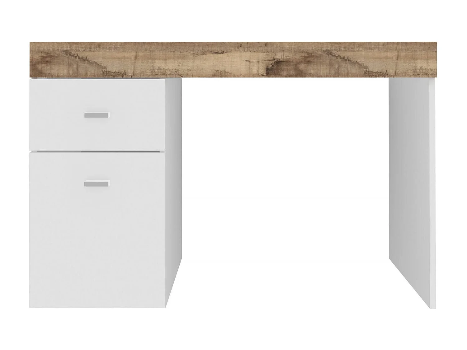 Bureau Daucell, Bureau PC Linéaire, Table de bureau polyvalente, Bureau peu encombrant, 100% Made in Italy, 100x60h75 cm, Blanc brillant et Érable