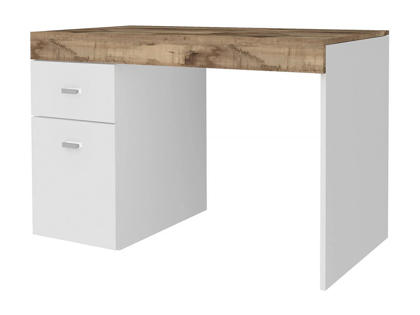 Bureau Daucell, Bureau PC Linéaire, Table de bureau polyvalente, Bureau peu encombrant, 100% Made in Italy, 100x60h75 cm, Blanc brillant et Érable