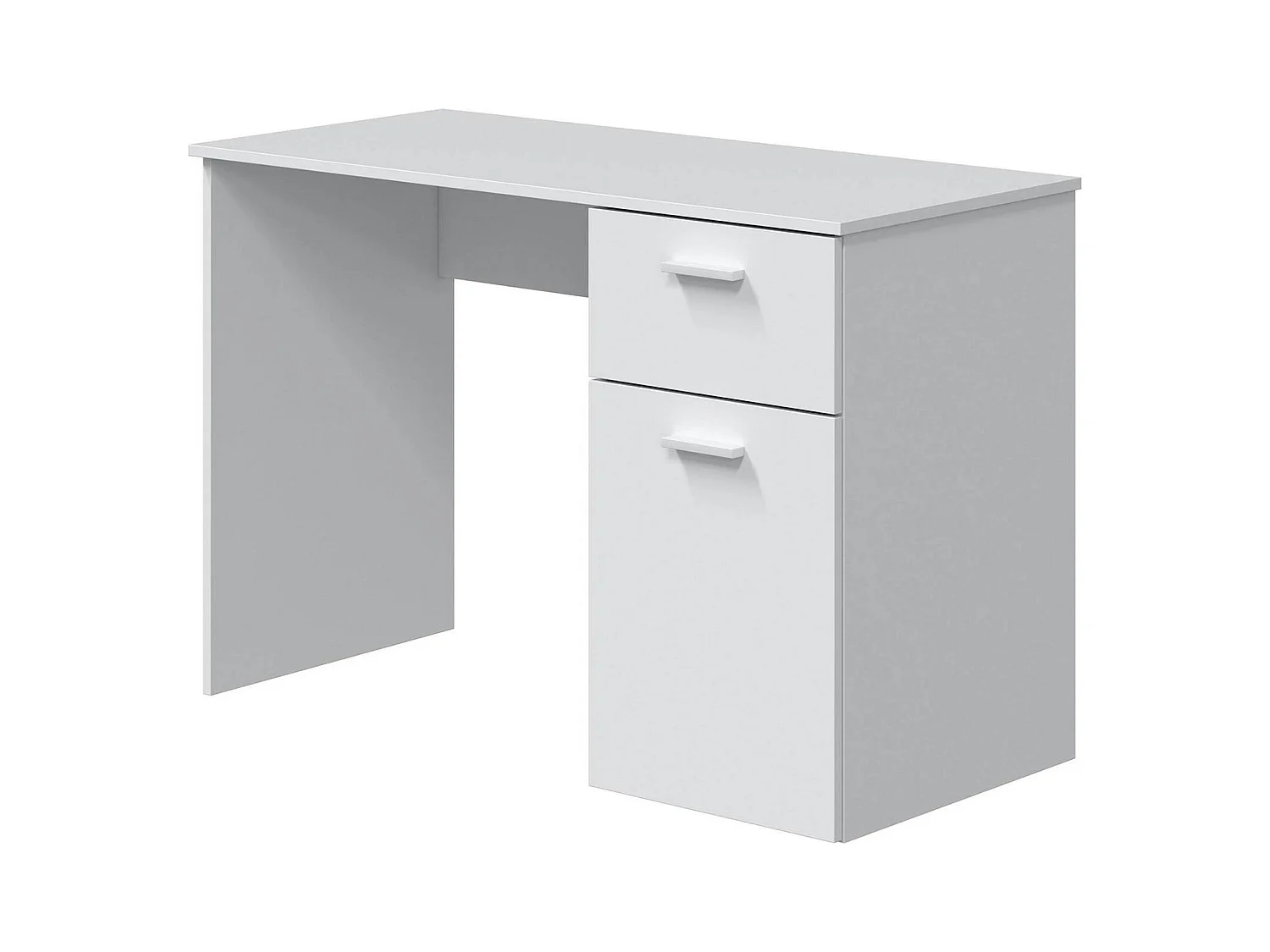 Bureau Dhaver, Bureau multifonction avec 1 tiroir et 1 porte, Table d'étude ou de bureau pour PC, 108x50h73 cm, Blanc