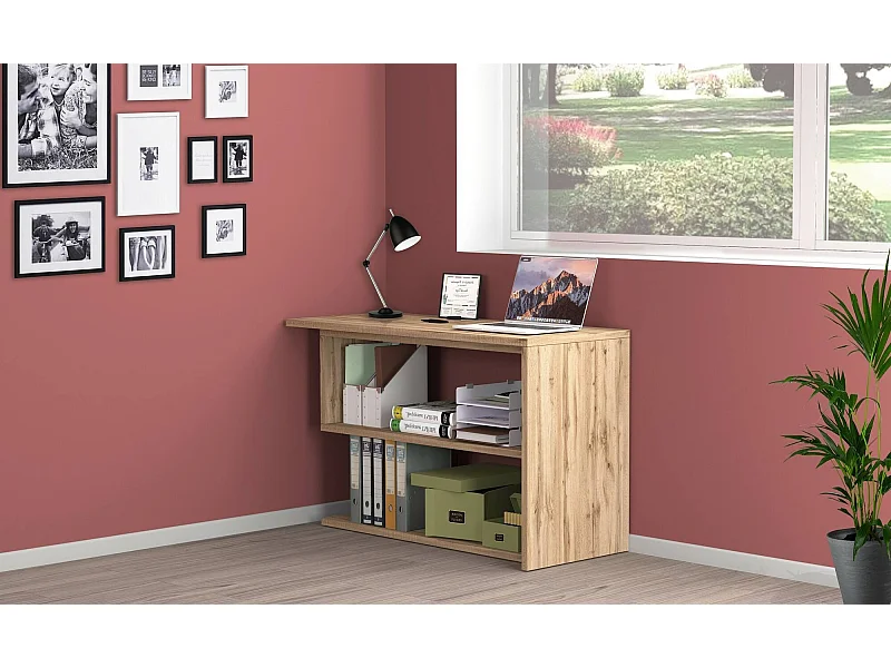 Mesa Dascagn, Mesa de canto para PC, Mesa de escritório multiuso, Mesa multiposições que economiza espaço, 100% Fabricado na Itália, 120x50h75 cm, Carvalho