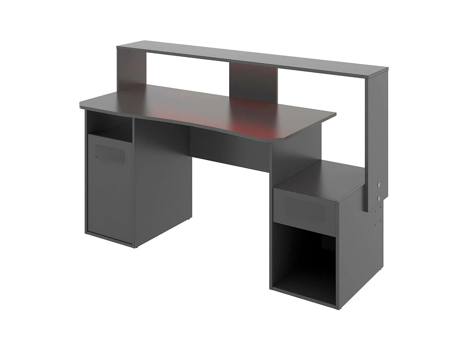 Bureau Dgorin, bureau de jeu multifonction moderne, table d'étude pour PC et support CD, 154x69h98 cm, Anthracite, avec lumières LED