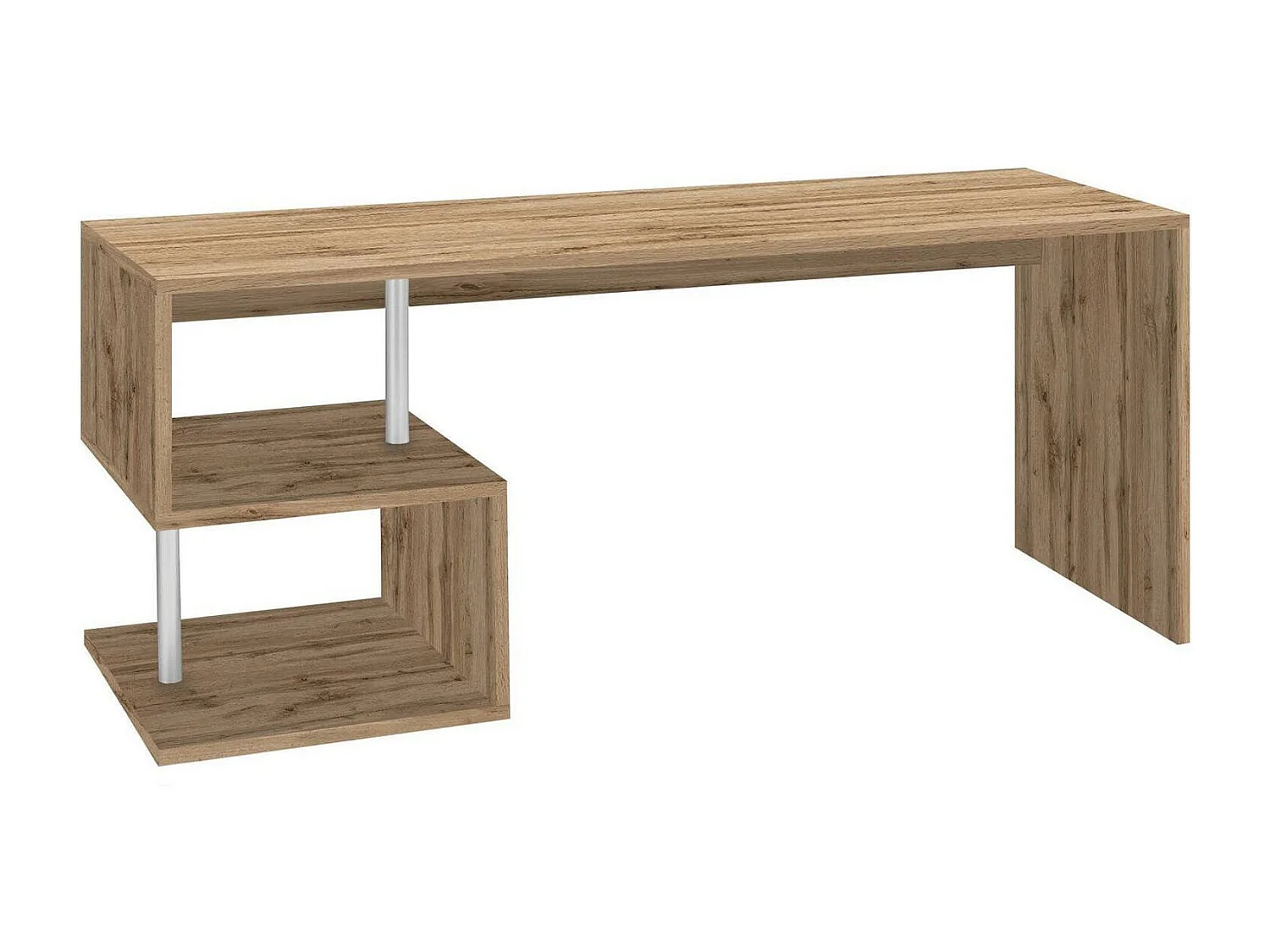 Bureau Dmarusi, Bureau PC Linéaire, Table de bureau polyvalente, Bureau gain de place multi-positions, 100% Made in Italy, 180x60h78 cm, Chêne