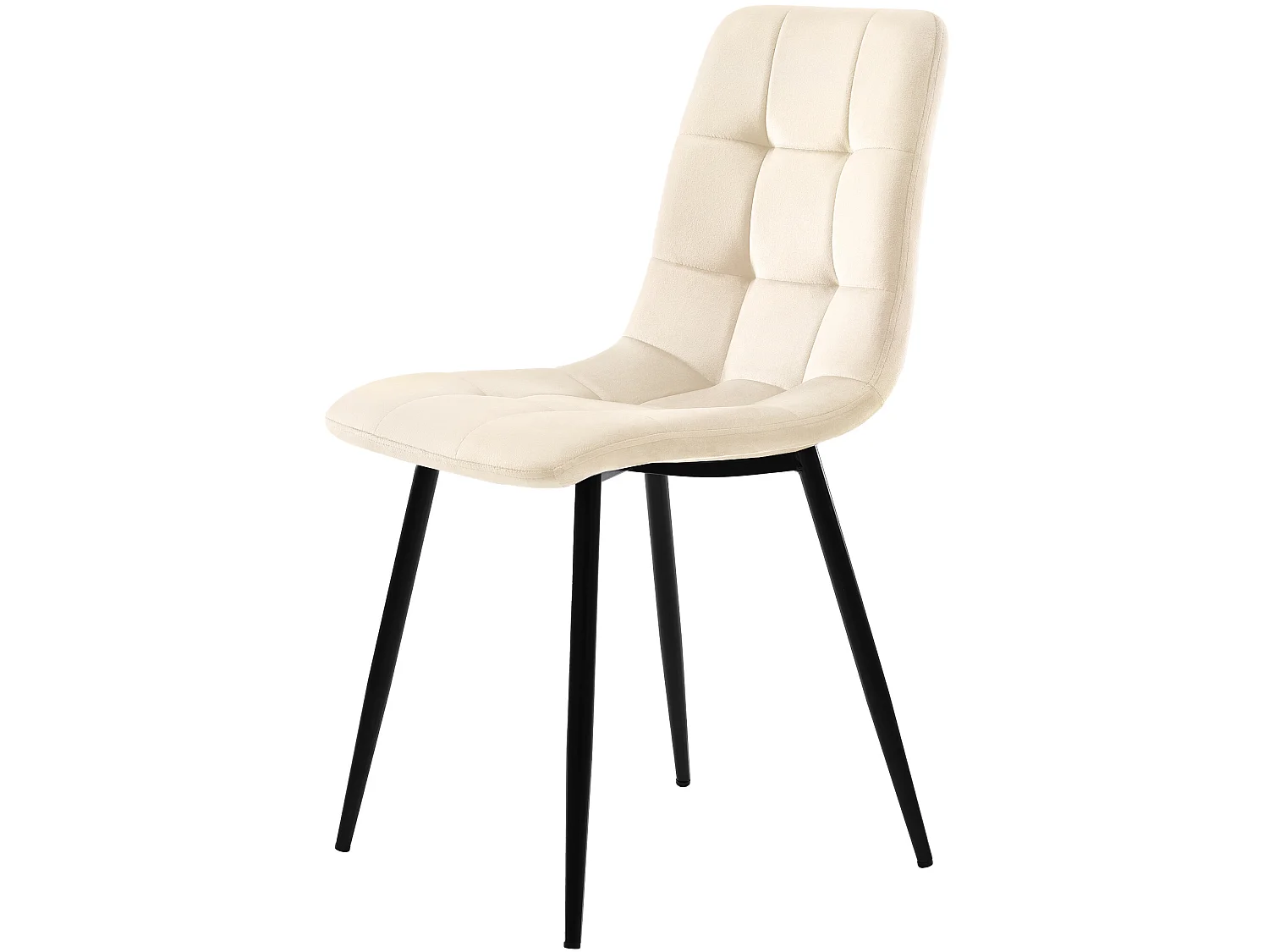 Set 4 Sedie per sala da pranzo - struttura in metallo - tessuto in velluto - beige