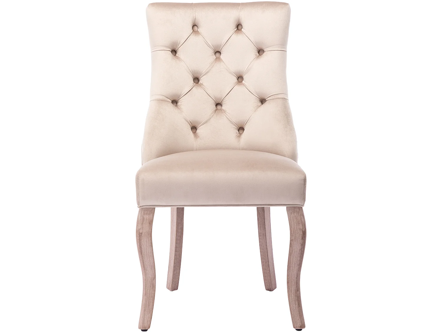 Set mit 4 Esszimmerstühlen aus Samt – Knopfsteppung – Beige