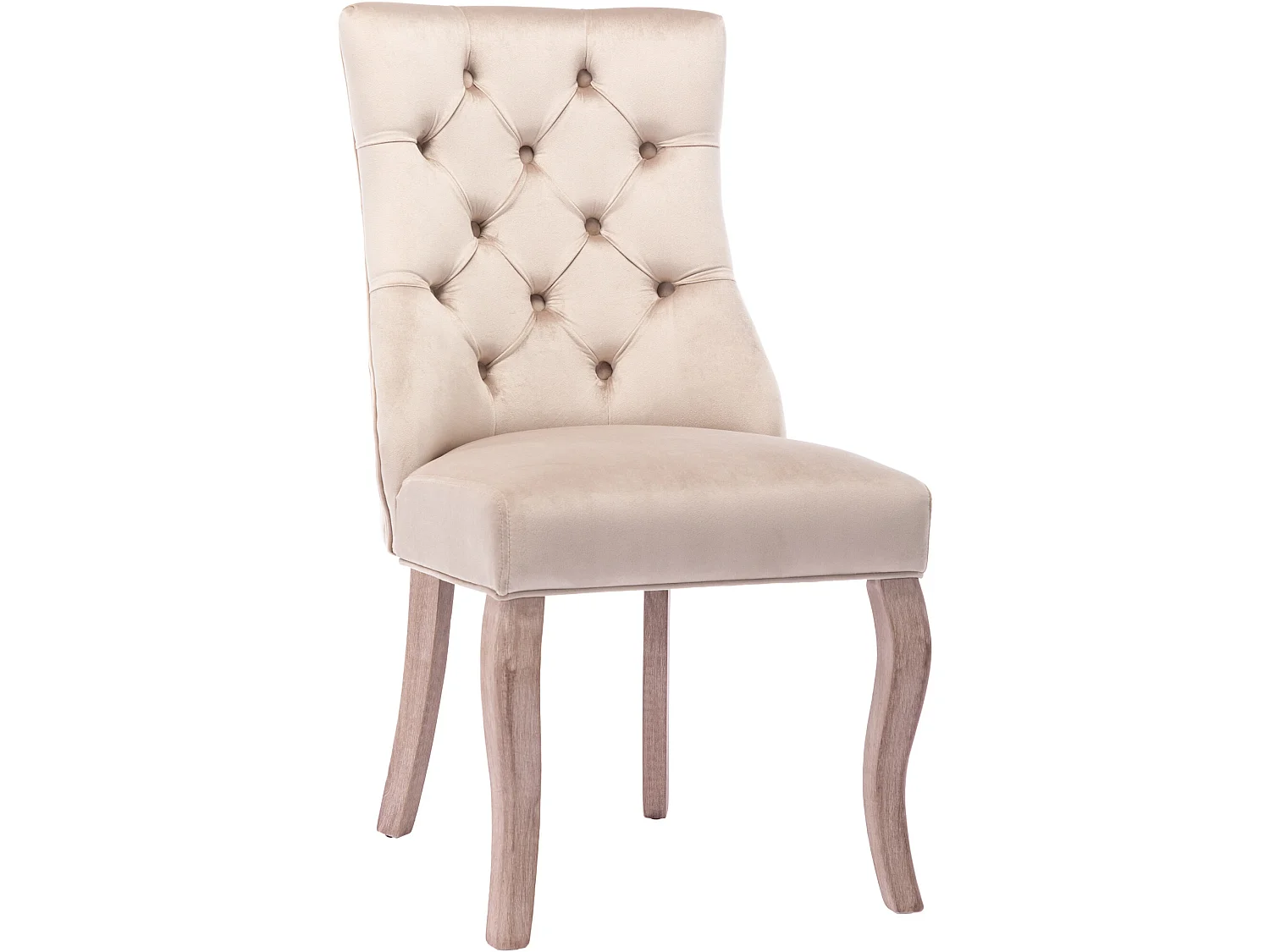 Set mit 4 Esszimmerstühlen aus Samt – Knopfsteppung – Beige