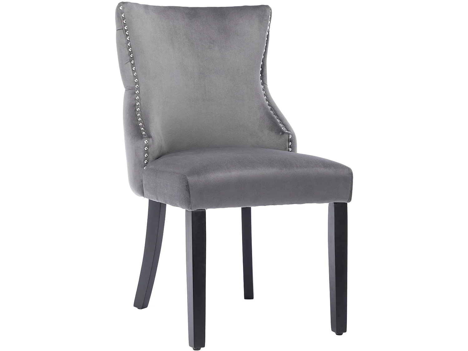 Lot de 6 chaises gondole en velours - pieds en bois massif - Gris