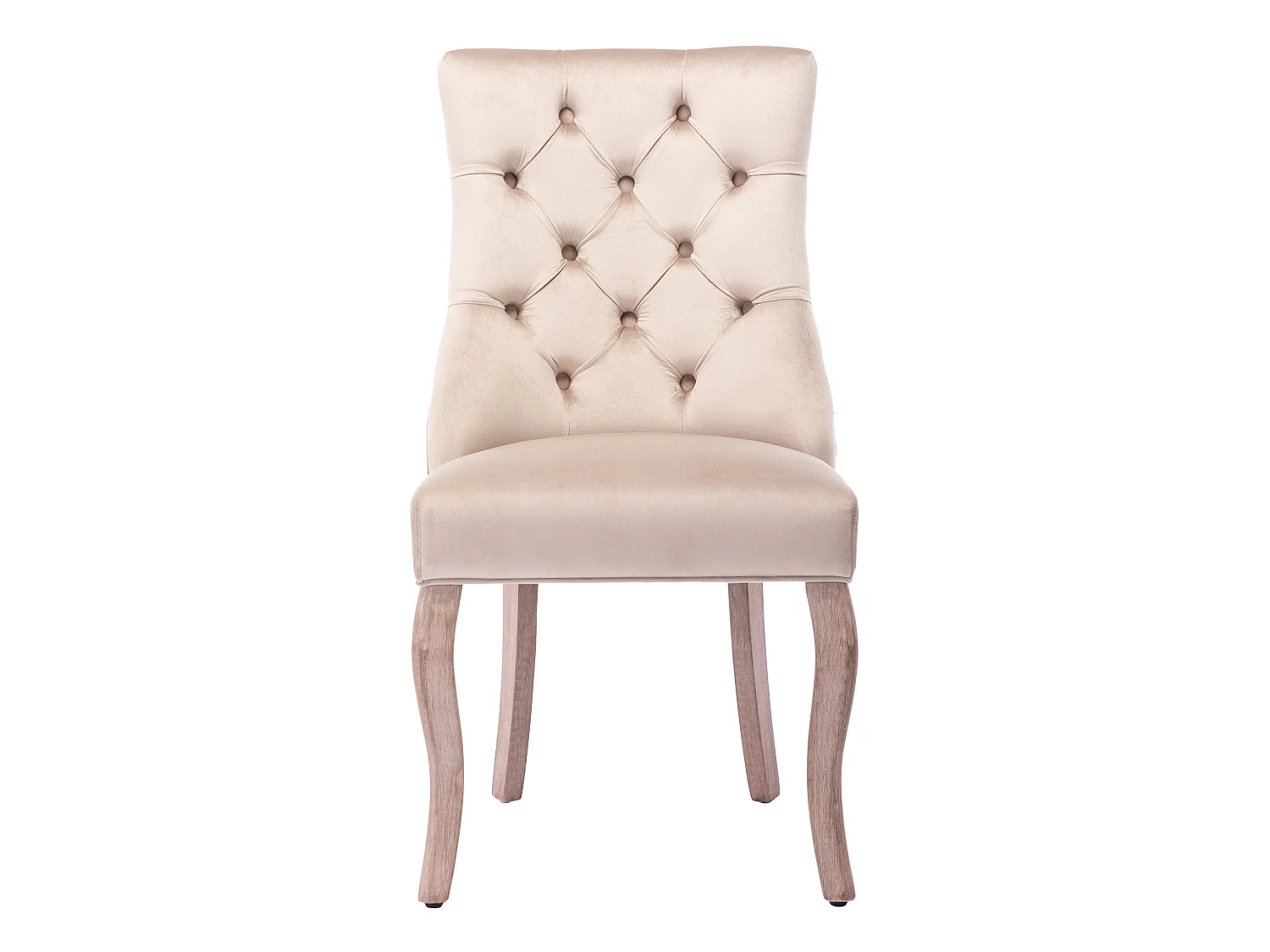 Lot de 6 chaises de salle à manger en velours - matelassage de boutons - Beige