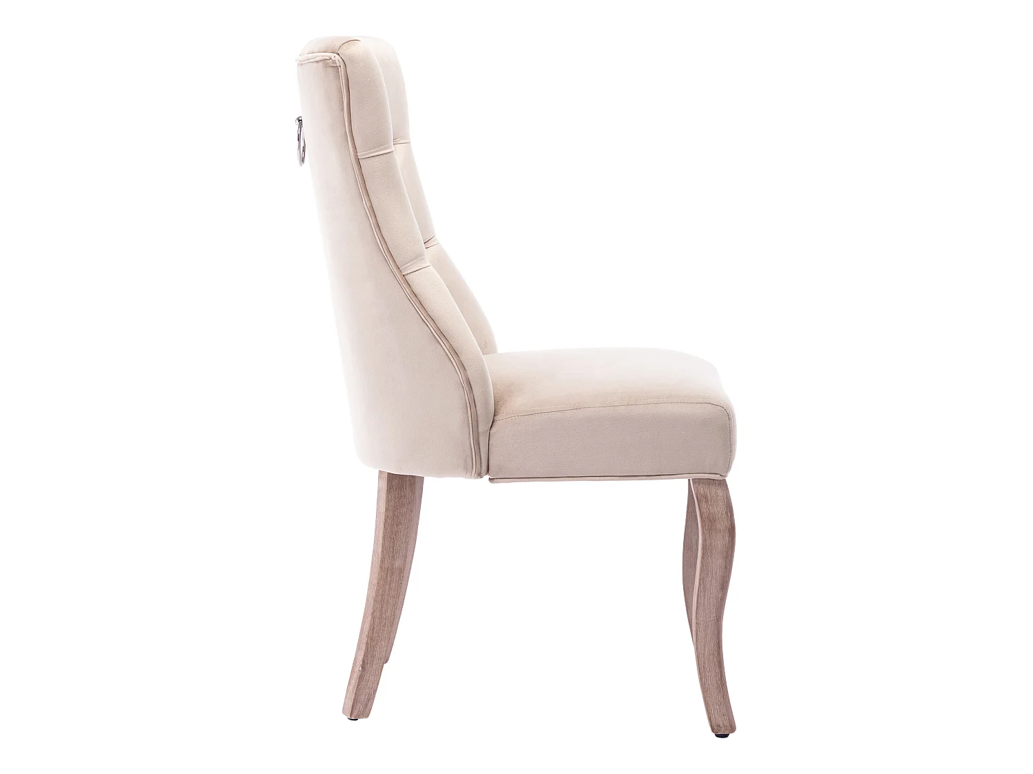 Lot de 6 chaises de salle à manger en velours - matelassage de boutons - Beige