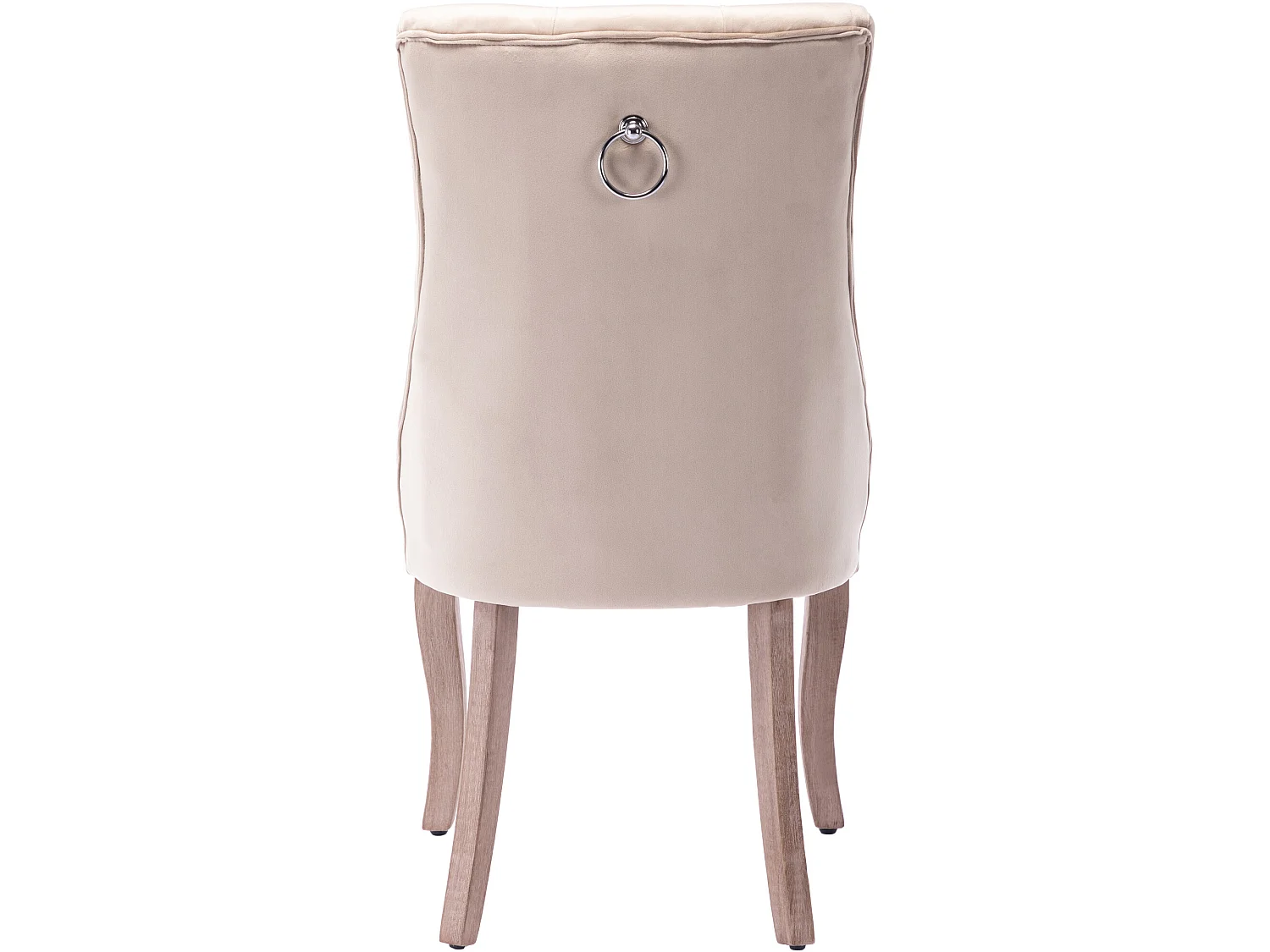 Lot de 6 chaises de salle à manger en velours - matelassage de boutons - Beige
