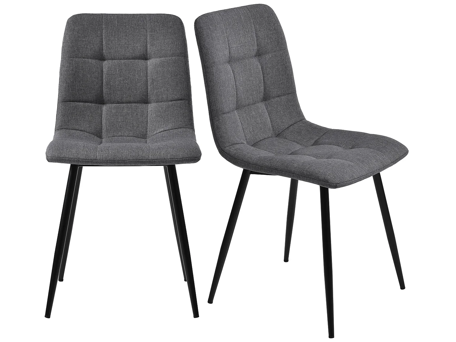 Lot de 4 Chaises de salle à manger - structure en métal - tissu en lin - gris clair