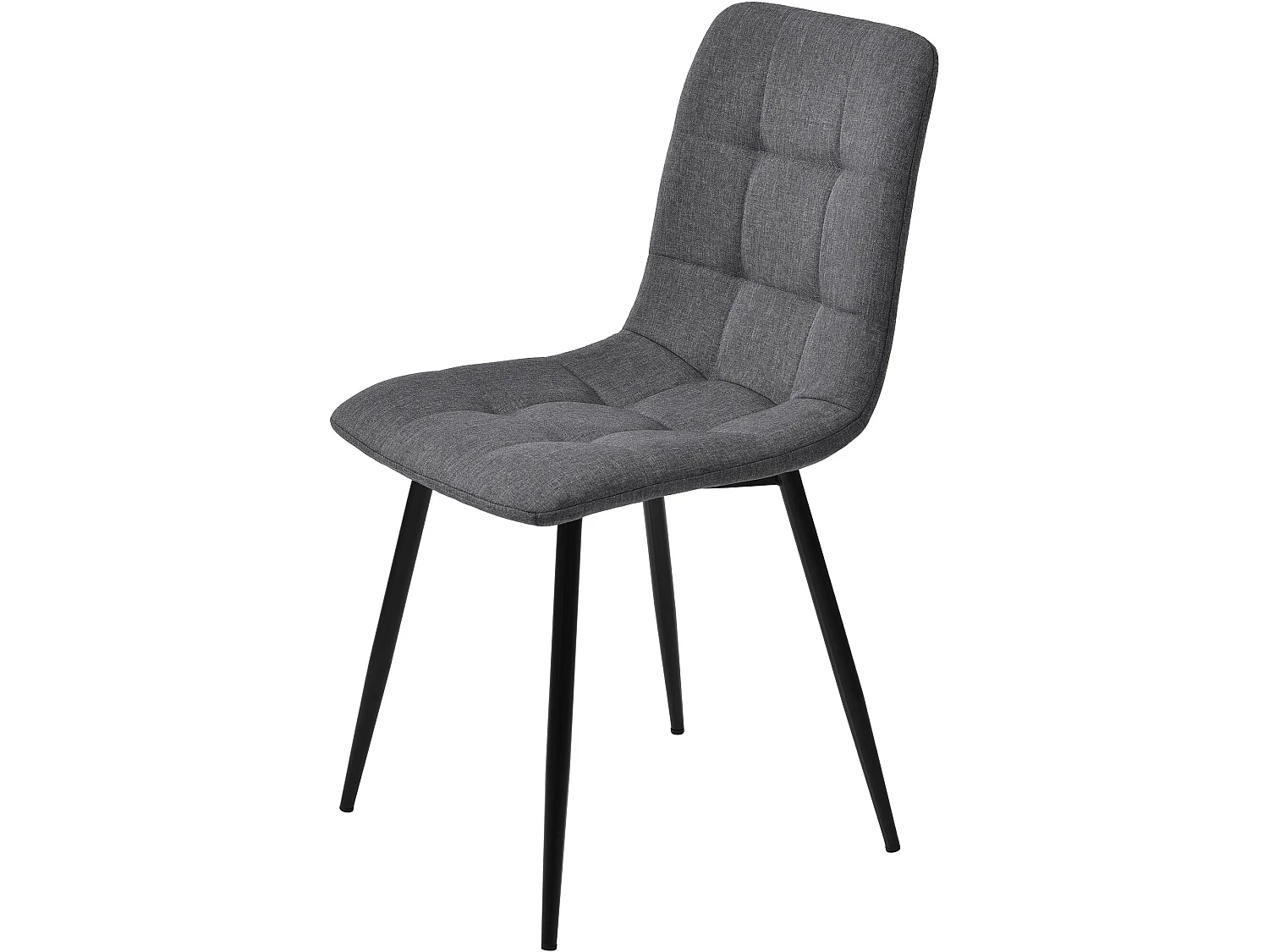 Lot de 4 Chaises de salle à manger - structure en métal - tissu en lin - gris clair