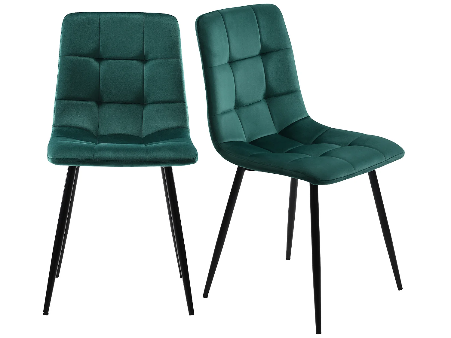 Set van 4 eetkamerstoelen - metalen structuur - fluwelen stof - groen