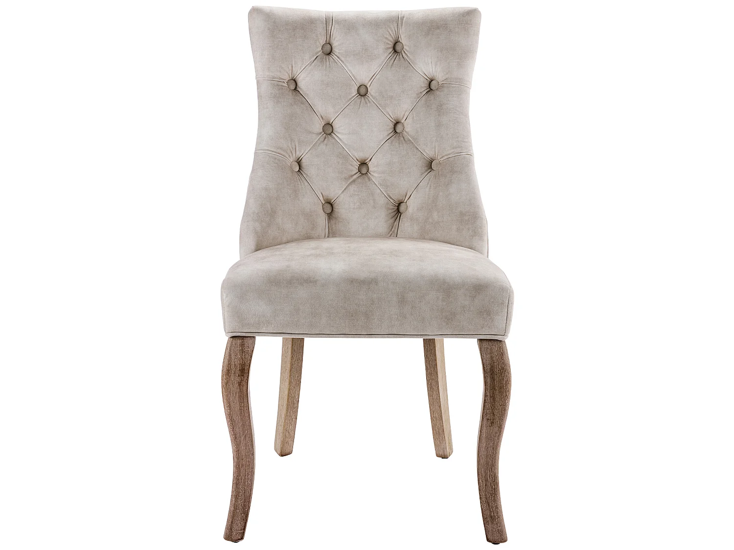 Lot de 2 chaises de salle à manger en velours - matelassage de boutons - Crème