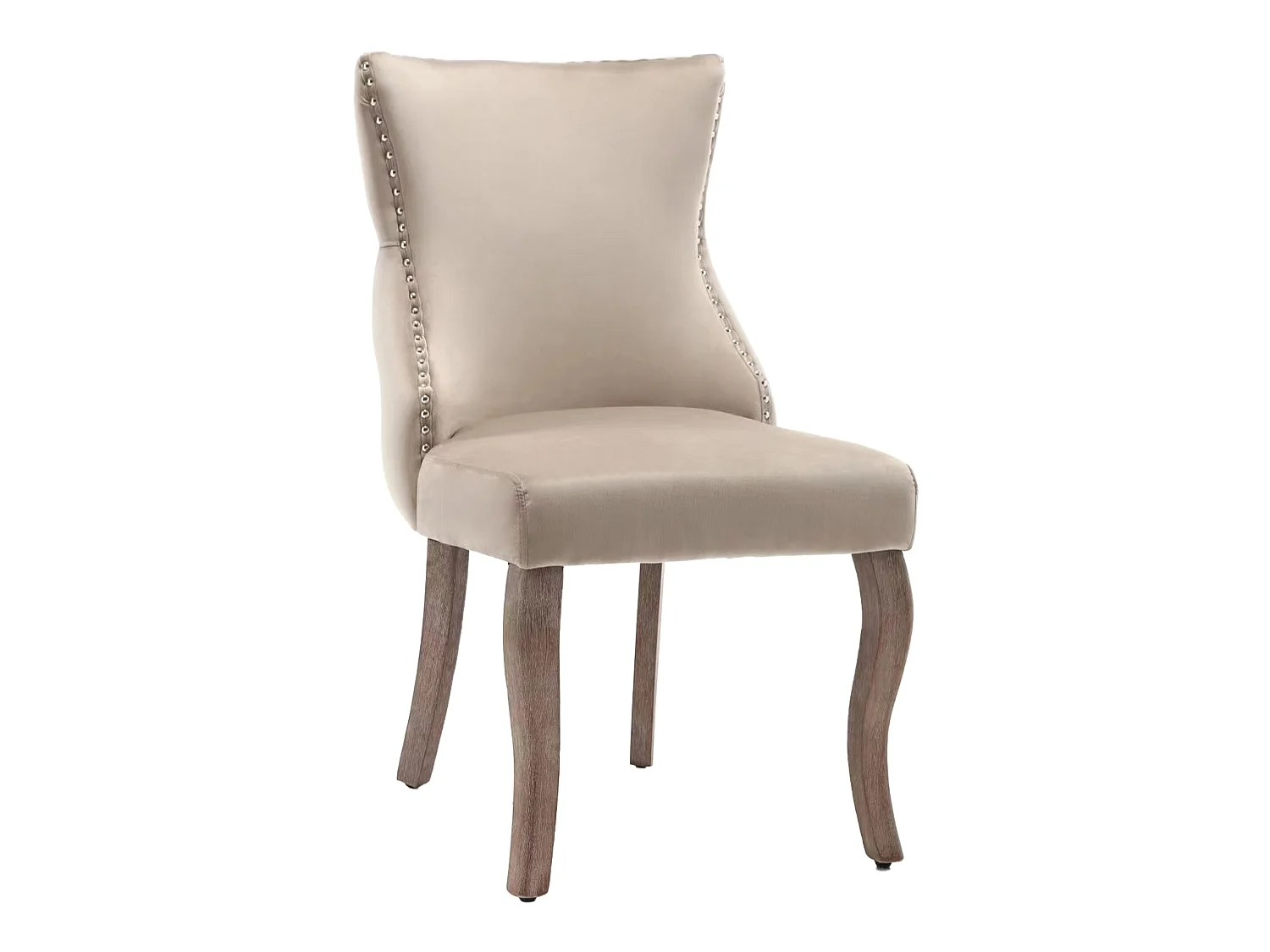 Lot de 6 chaises gondole en velours - pieds en bois massif - Beige