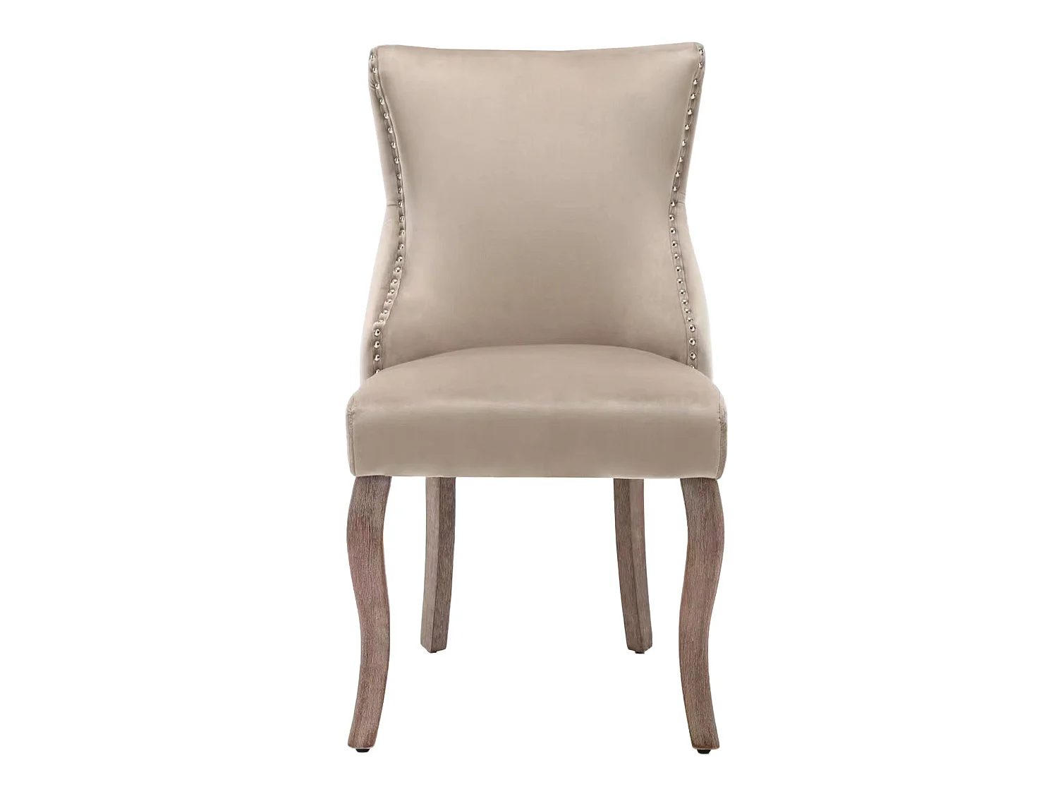 Lot de 6 chaises gondole en velours - pieds en bois massif - Beige