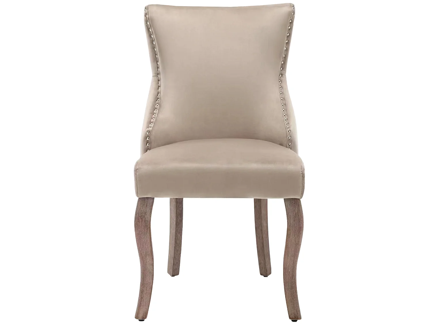 Set di 6 sedie a gondola in velluto - gambe in legno massello - Beige