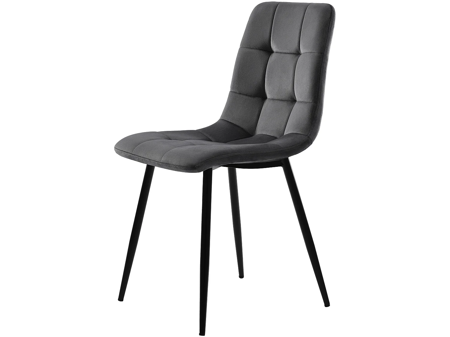 Set van 4 eetkamerstoelen - metalen structuur - stof fluweel - grijs