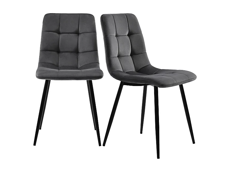 Set van 4 eetkamerstoelen - metalen structuur - stof fluweel - grijs