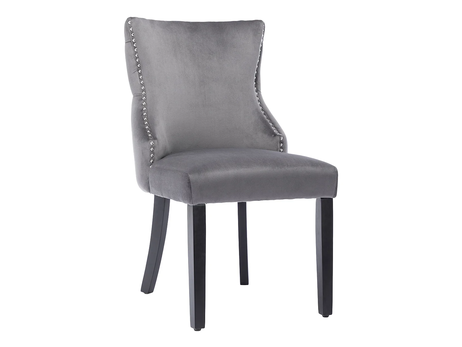 Set mit 2 Gondelstühlen aus Samt – Beine aus Massivholz – Grau