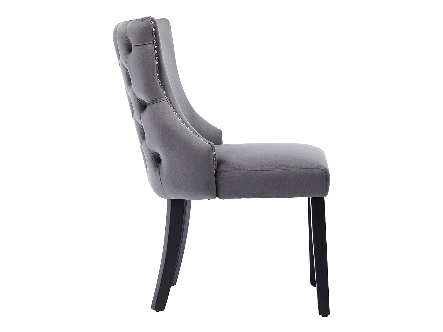 Set mit 2 Gondelstühlen aus Samt – Beine aus Massivholz – Grau