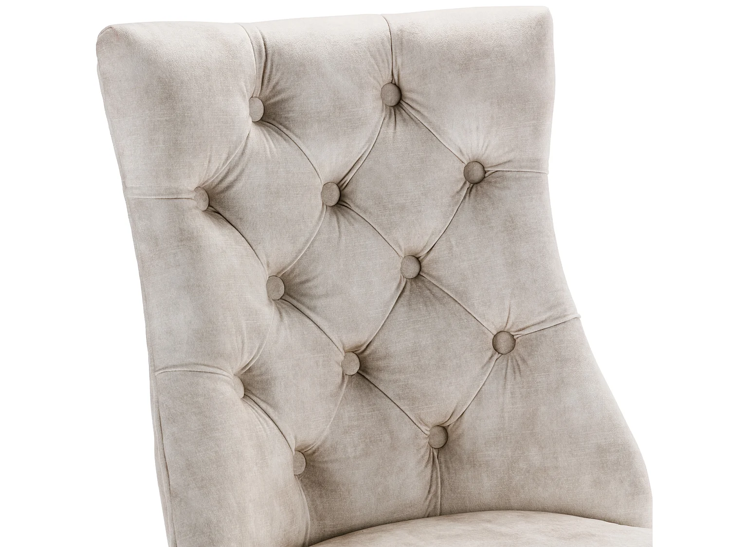 Lot de 4 chaises de salle à manger en velours - matelassage de boutons - Crème