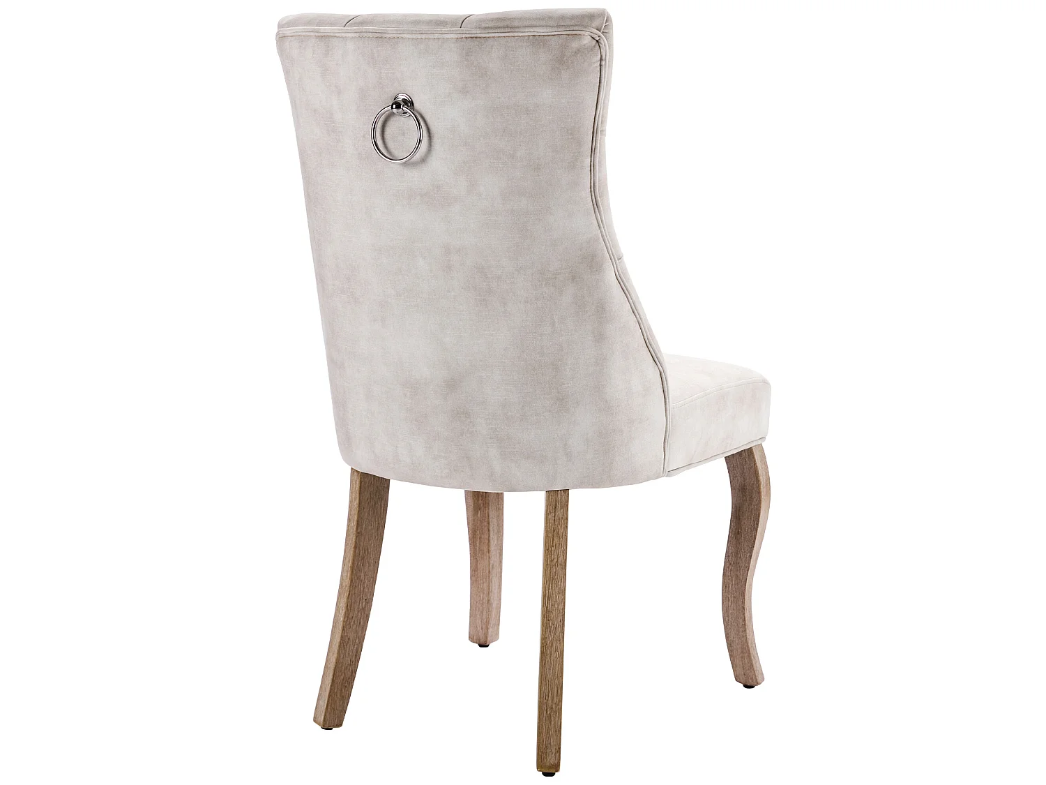 Lot de 4 chaises de salle à manger en velours - matelassage de boutons - Crème