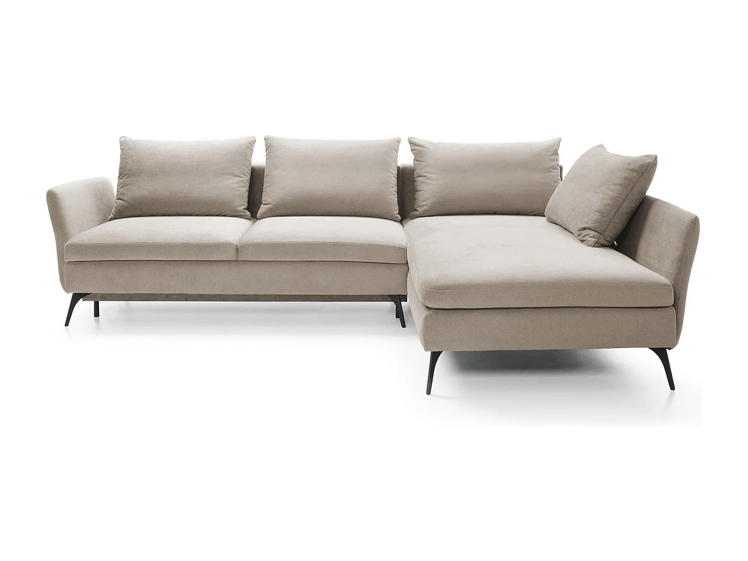 Ecksofa - 282 cm - L-Form mit Staufach - wasserabweisender Stoff - beige - rechte Seite - DEMISBAL