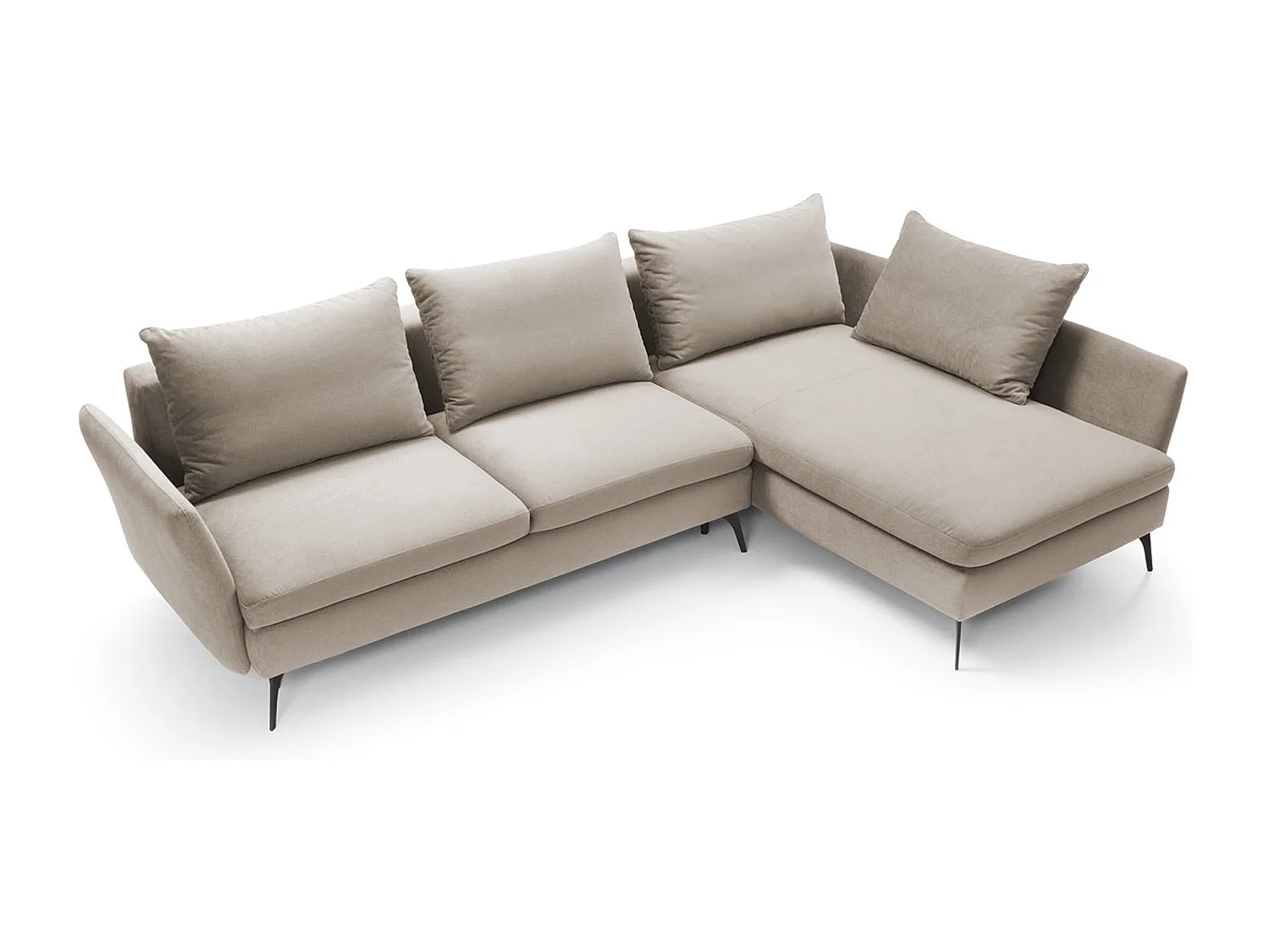 Ecksofa - 282 cm - L-Form mit Staufach - wasserabweisender Stoff - beige - rechte Seite - DEMISBAL