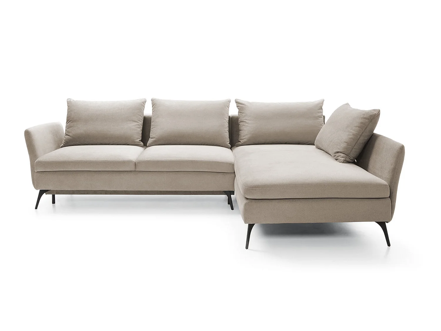 Canapé d'angle - 282 cm - en L avec un coffre de rangement - tissu hydrophobe - beige - côté droit - DEMISBAL